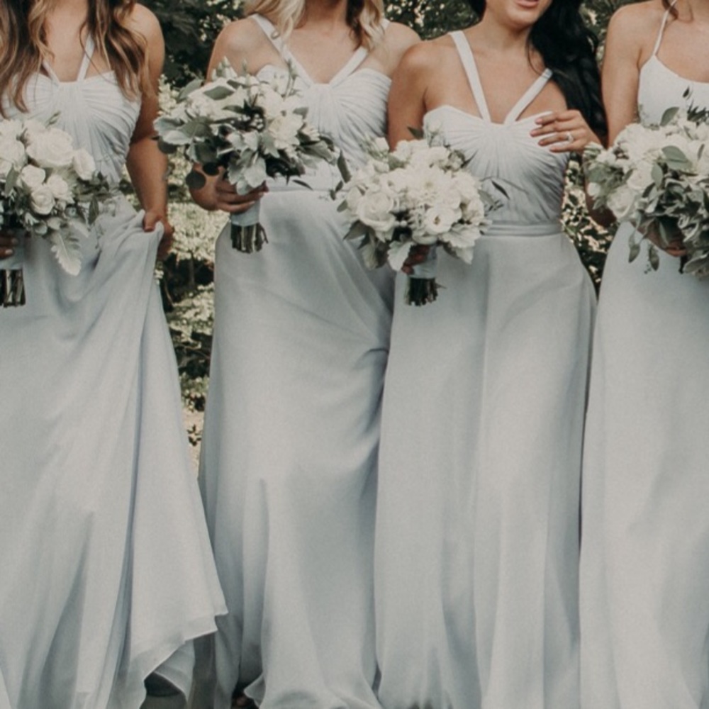Morilee bridesmaid dress in the color Fog .